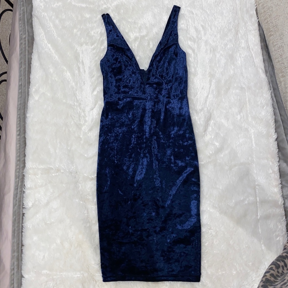 Royal Blue Velvet Dress - Picture 1 of 4